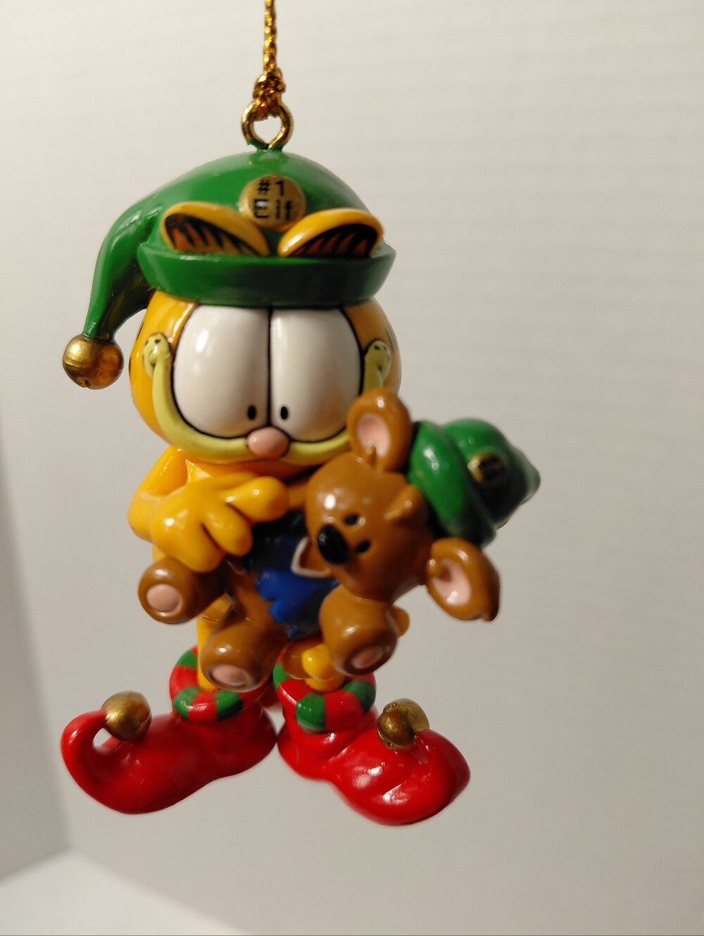 1996 Garfield Holiday Elf Ornament  - Green & Red
